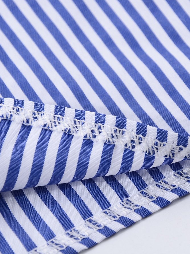 Hemdkragen geknöpftes Langarm gestreiftes Hemd Shirts